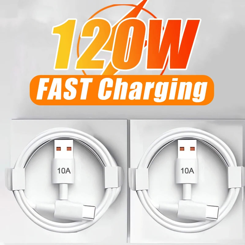 

Original 120W USB C Cable 10A Fast Charging For XIAOMI Mi 14 13 12T Pro Ultra Poco Huawei Samsung 1M/2M USB C Data Cable Cord