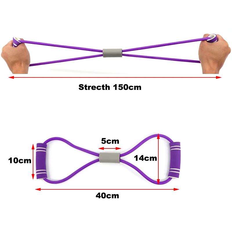 20-30LB Home Gym Fitness Resistance Yoga Rope Chest Expander Muscle Trainning Elastic Bands for Sports Fitness Shape 8 Word