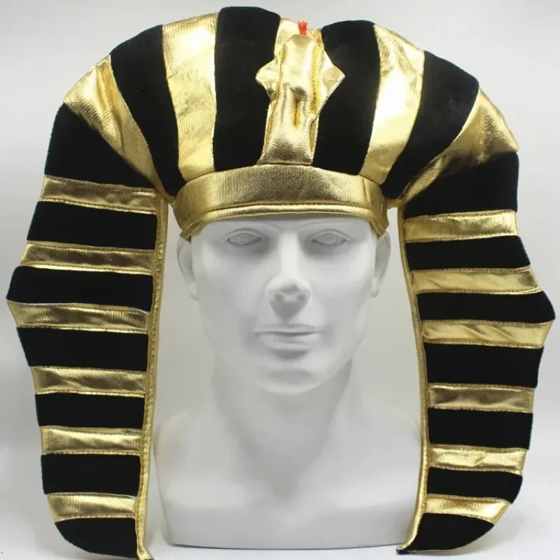 Fabric Egyptian Pharaoh Hat Gold Costume Headwear Halloween Easter Party Performance Cosplay Hat view 2