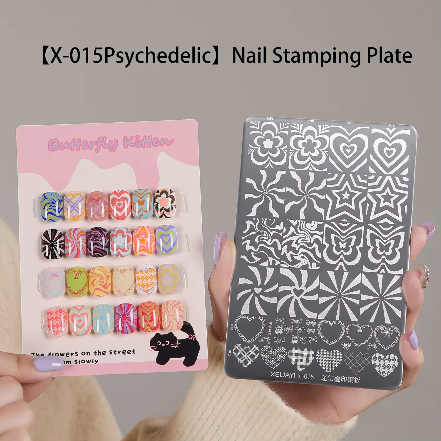 1 Stück Nagel-Stempelplatte mit 30 Mustern, karierte geometrische Nagelkunst-Schablone, Metall-Stempelplatte für professionelle Maniküre, DIY-Nagel – Detail 3