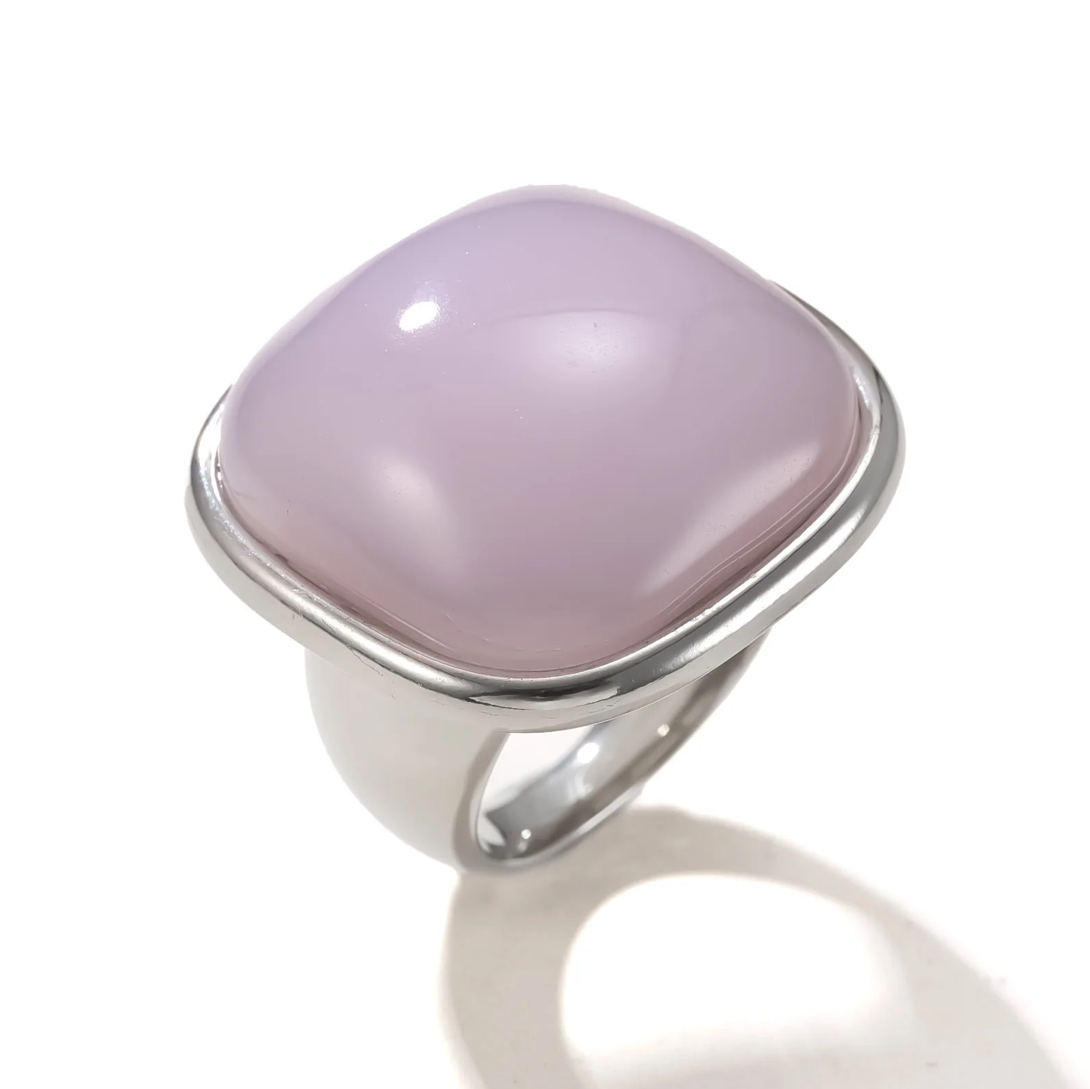 الأكثر مبيعا 18K مطلية بالذهب مربع الحجر الطبيعي يلقي الدائري ، الرجعية الفاخرة هندسية التيتانيوم الصلب مجوهرات للرجال النساء وتتسابق #3