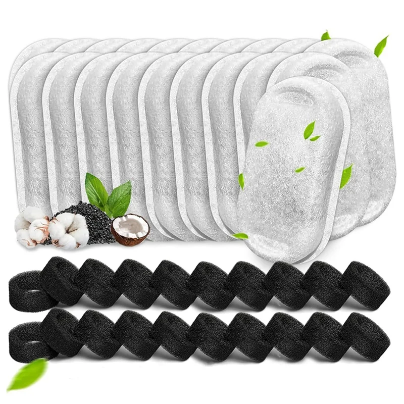 6Pack X(40PCS Cat Water Fountain Filters for 67oz 2L 108 3.2L Stainless Steel Pet Replacement Sponges