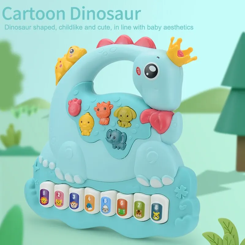 Baby Dinosaur Piano Toys.Educational Light Up Toy with Sound and Piano Keyboard Gift for Toddlers 12 Months and Up