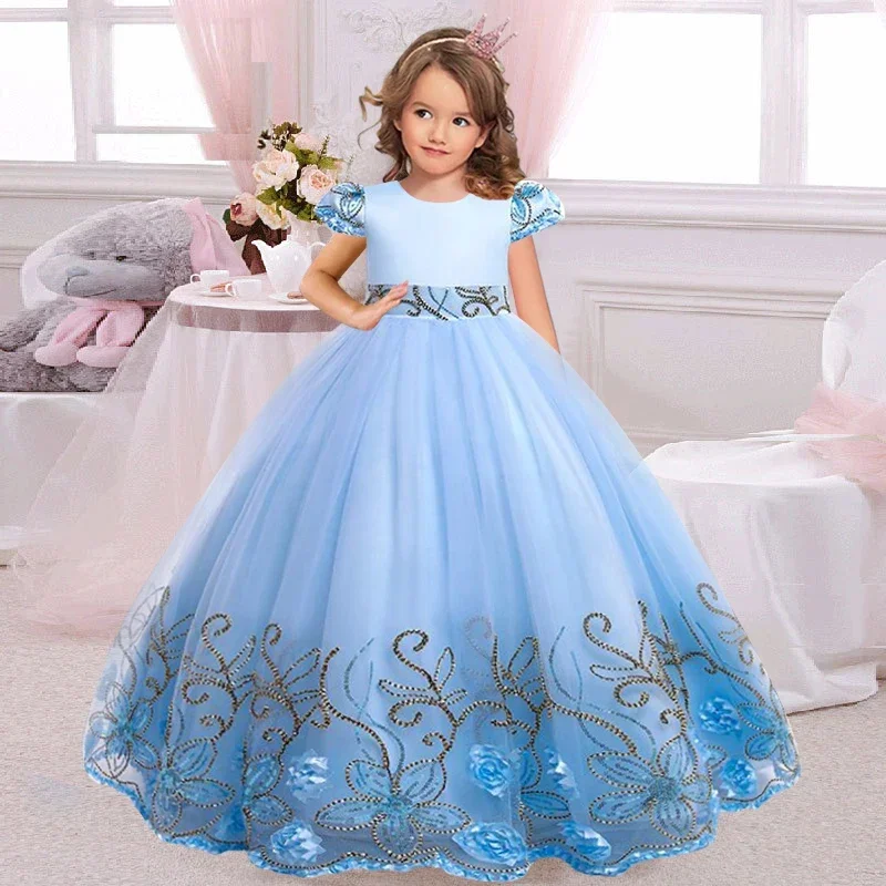 New Flower Girl Dresses Piano Performance Dress Birthday Wedding Party Pageant Costume Gorgeous Birthday Evening Dress 4-14Y