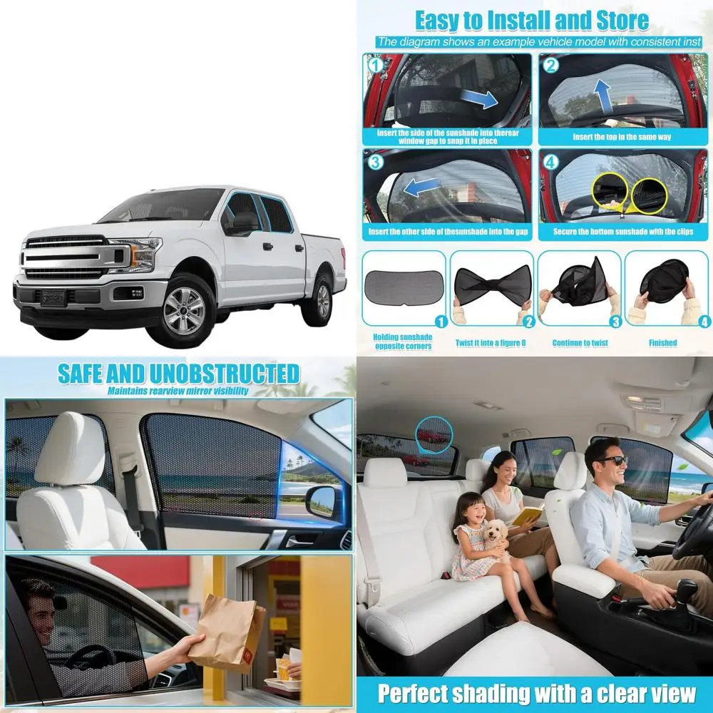 

Breathable UV Protection Car Window Screens for 2016-2024 F-150, Clear View, Rear Window Sun Shade for Driving Safety