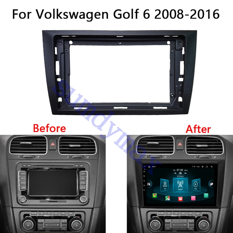 

9-дюймовый автомобильный радиоприемник Fascia Для Volkswagen Golf6 Golf 6 VI MK6 2008-2016, монтажный комплект с рамкой для приборной панели, 2 Din, установка, стерео, DVD