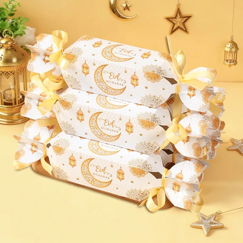 6 Stück Schwarz Gold Süßigkeiten Box, Weiß Gold Aquarell Mond Party Süßigkeiten Box, Geschenk Papier Box, Kekse und Snacks Verpackung Box, Party