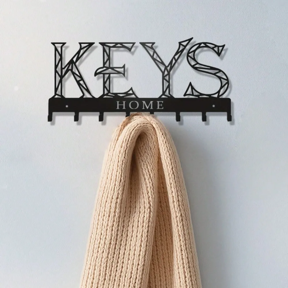 ที่แขวนกุญแจโลหะสีดำ – ที่เก็บของติดผนังอเนกประสงค์ที่มีสไตล์และทนทานสำหรับกุญแจ กระเป๋า หมวก และร่ม