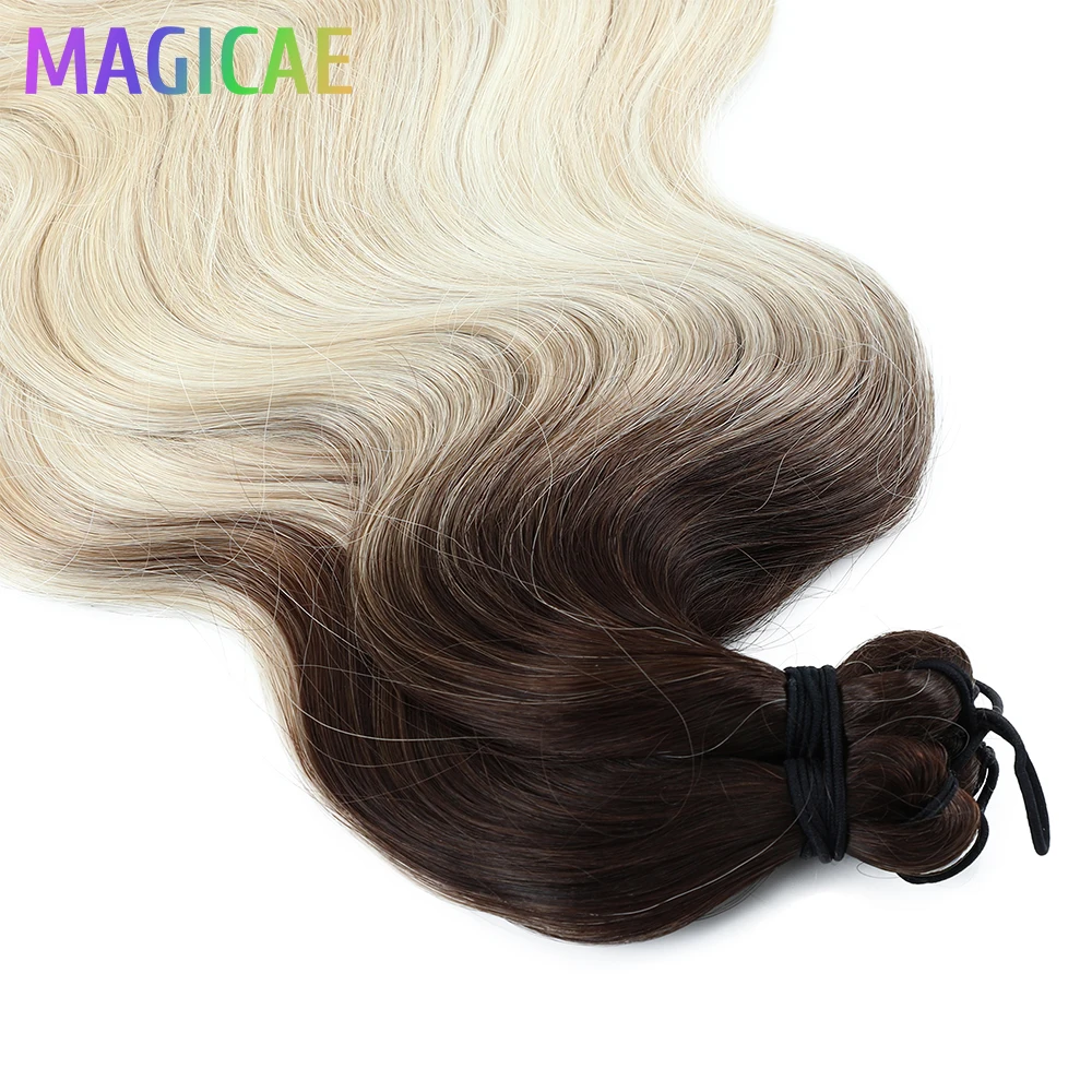 3Pcs 300G 26Inch Ombre Grey Crochet Braids Body Wave Light Ombre Brown 6# Highlight SP4/27/613 High Temperature Synthetic
