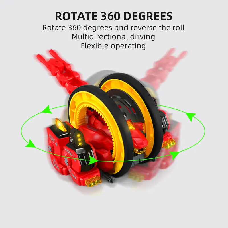 Voiture de course télécommandée pour enfants, rotative à 360 °, double face, véhicules flips, jouet monstre, moto, cascade RC, dérive