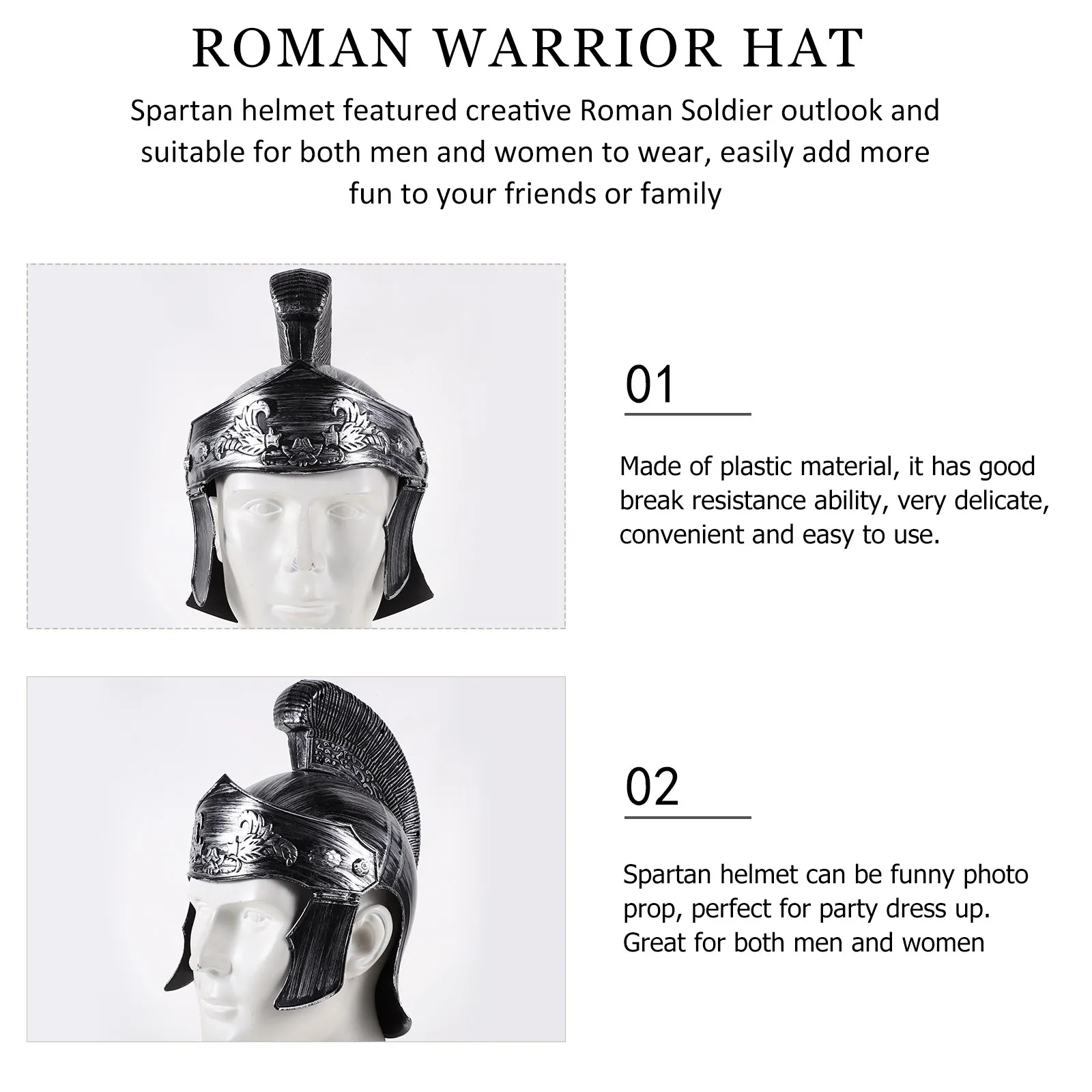Roman Soldier Cosplay Warrior Plastic Material Reusable Medieval Costume Prop for Festival Birthday Party