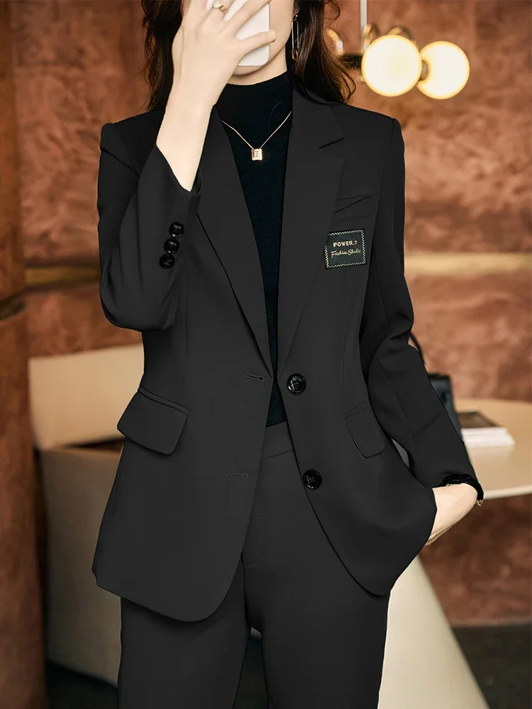 Women Pant Suit Office Ladies Coffee Green Black Single Breasted Straight Blazer And Trouser Female Business Work 2 Piece Set