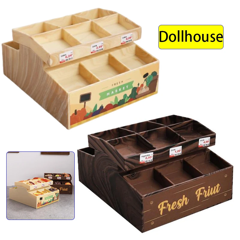 1/12 دمية محاكاة سوبر ماركت عرض موقف الفاكهة الخضار رف نموذج دمية الأثاث ديكور دمى اكسسوارات المنزل