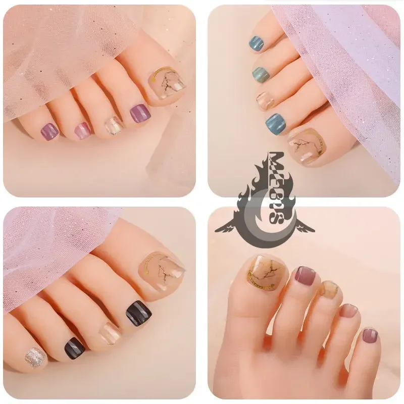 

MEBIS 3D Nail Sticker Acrylic Adhesive Nail Stickers Press on Toenails Toe Nail Tips for Women Toenail Press on Nails Bright
