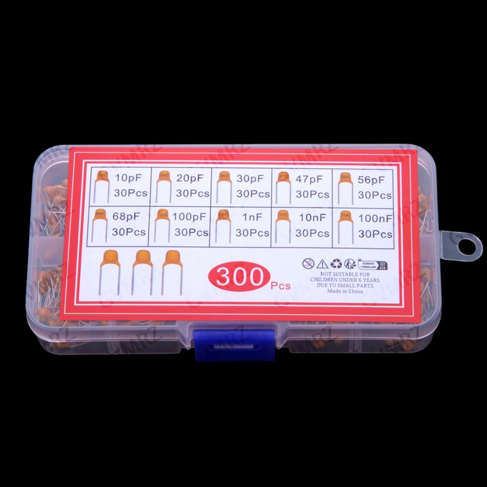 10Value 10PF-100NF 0PF 47PF 56PF 68PF 100PF Multilayer Ceramic Capacitor Assortment KIT Each 30PCS 10PF 20PF  1NF 10NF 100NF