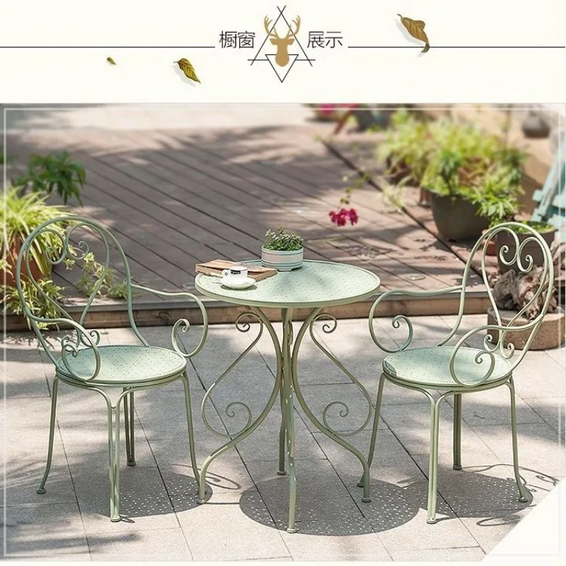 Nordic pastoral wrought iron disassembly table chair combination outdoor courtyard coffee shop leisure small coffee table set