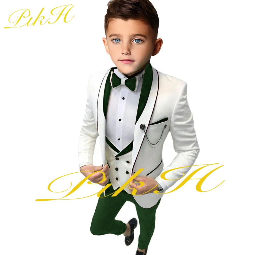 Boys Suit 3 Piece Wedding Tuxedo Kids Jacket Pants Vest Formal Party Dress Child Slim Fit Blazer roupa infantil pra menino