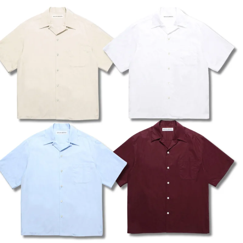 

Summer Solid Color Shirts High Street Hawaiian Men Women Wacko Casual Short Sleeve Synthetic Silk Shirt
