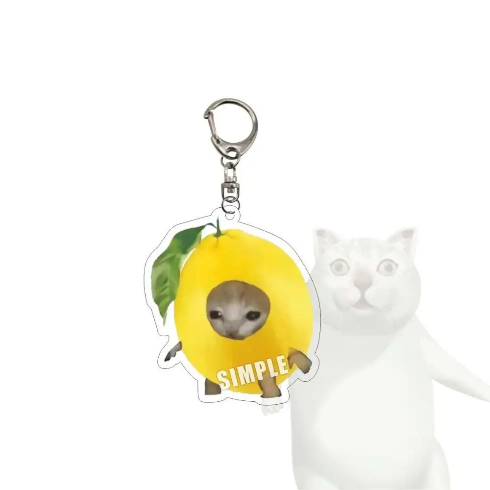 Food Cat Happy Cat Keychain Cute Head Link Chain Popular Bookbag Hanger Funny Bag Accessories Fashion Gifts 2023