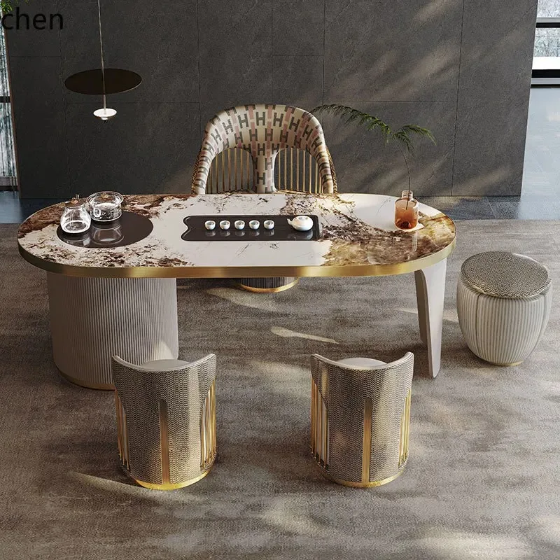 L28 Light Luxury Modern Household Marble Kung Fu Tea Table And Chair Combination Automatic Kettle Integrated Tea Table