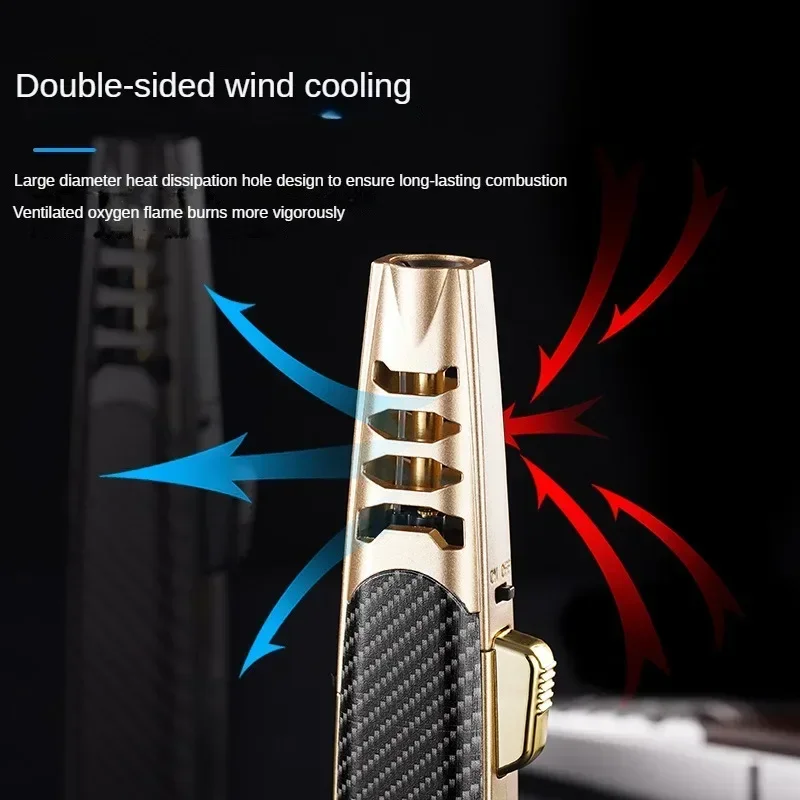 Metal Windproof High Flame Lighter, Turbine Torch, Gas Jet Welding Gun, Lighter, Outdoor Portable Barbecue Kitchen Ignition Gun - Image 3