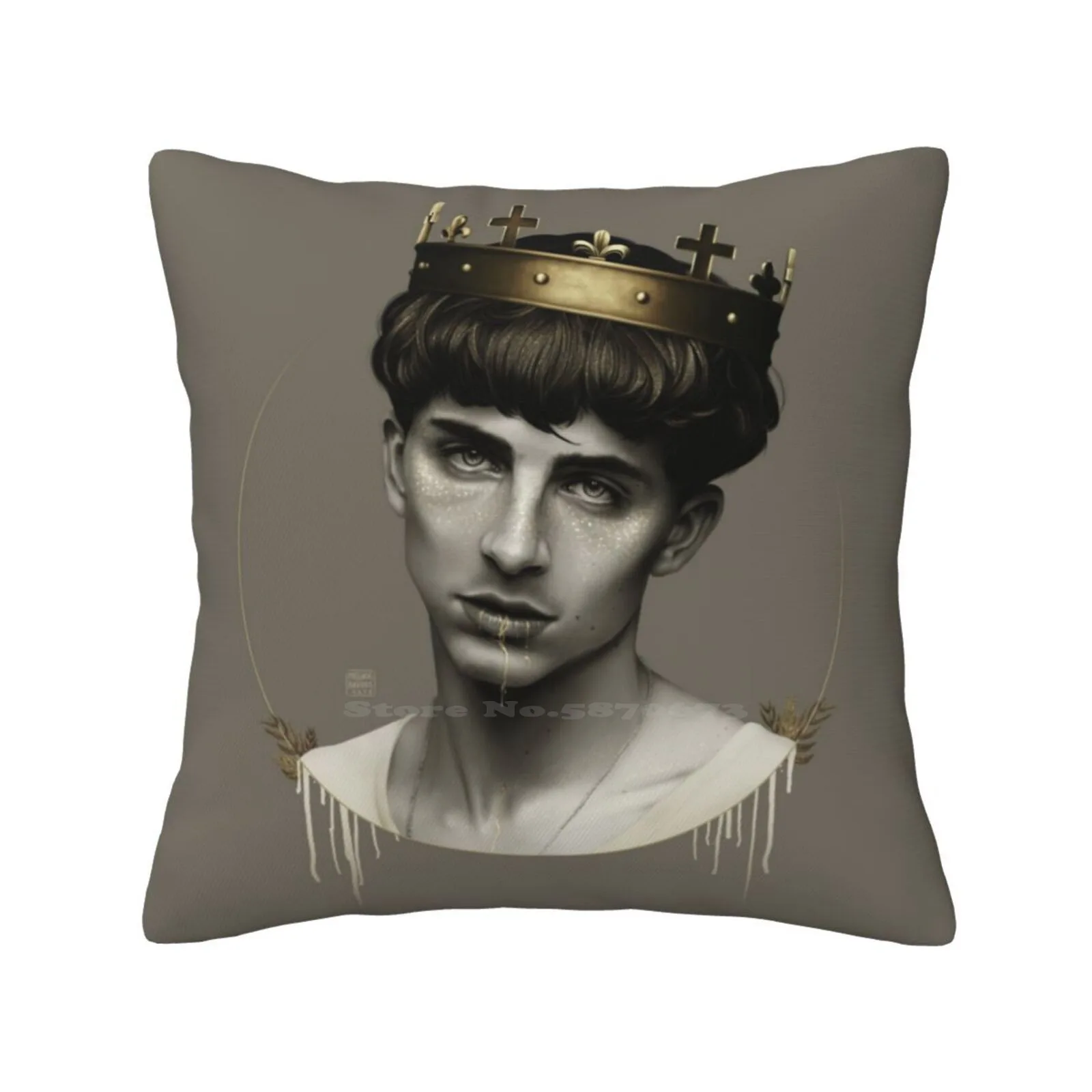 The Golden King Home Sofa Car Waist Throw Pillowcase Timothee Chalamet Timmy Chalamet The King Actor Black And White Golden