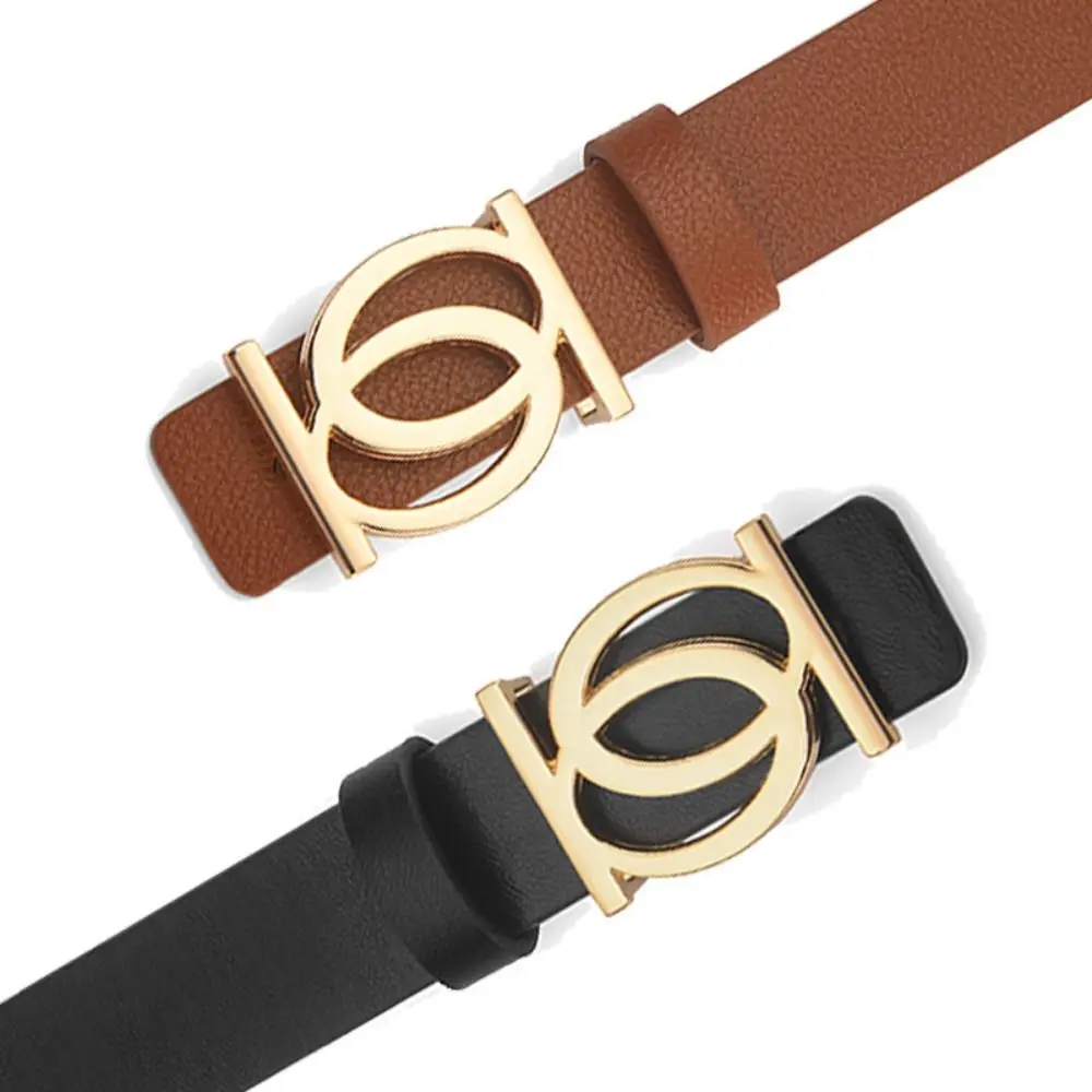 Fashion Versatile Leather Belt Luxury Design Y2K Metal Slide Buckle Belt Trouser Dress Belts