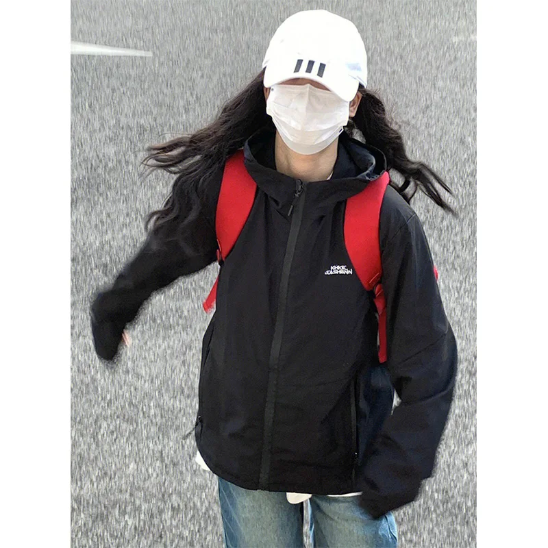 

Винтажное джато с капюшоном на молнии в американском стиле, женское весенне-осеннее повседневное свободное пальто, верхняя одежда Faion для пар