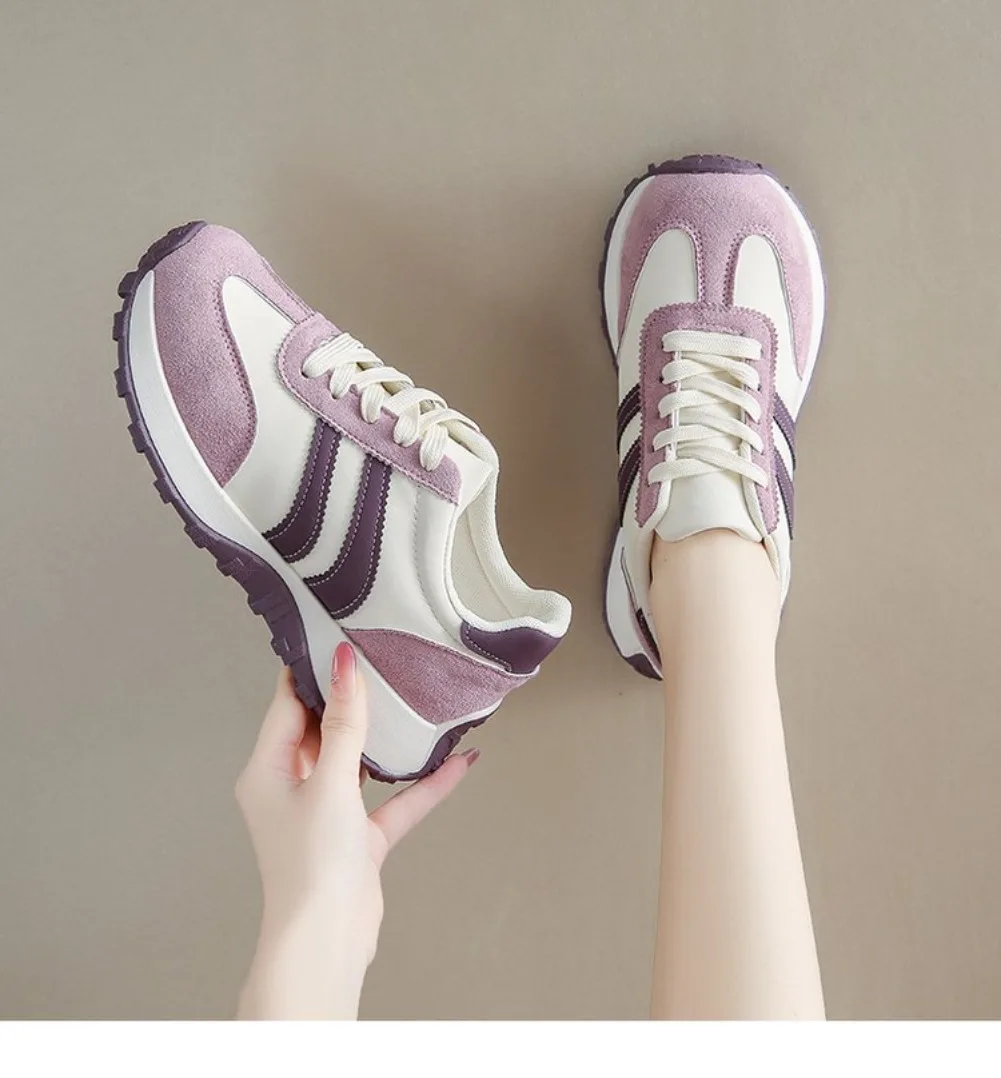 Mehrfarbige Damen Retro Wildleder Schnür-Sneaker, Leichte Atmungsaktive Low-Top Laufschuhe, Rutschfeste Komfort-Freizeitschuhe – Detail 21