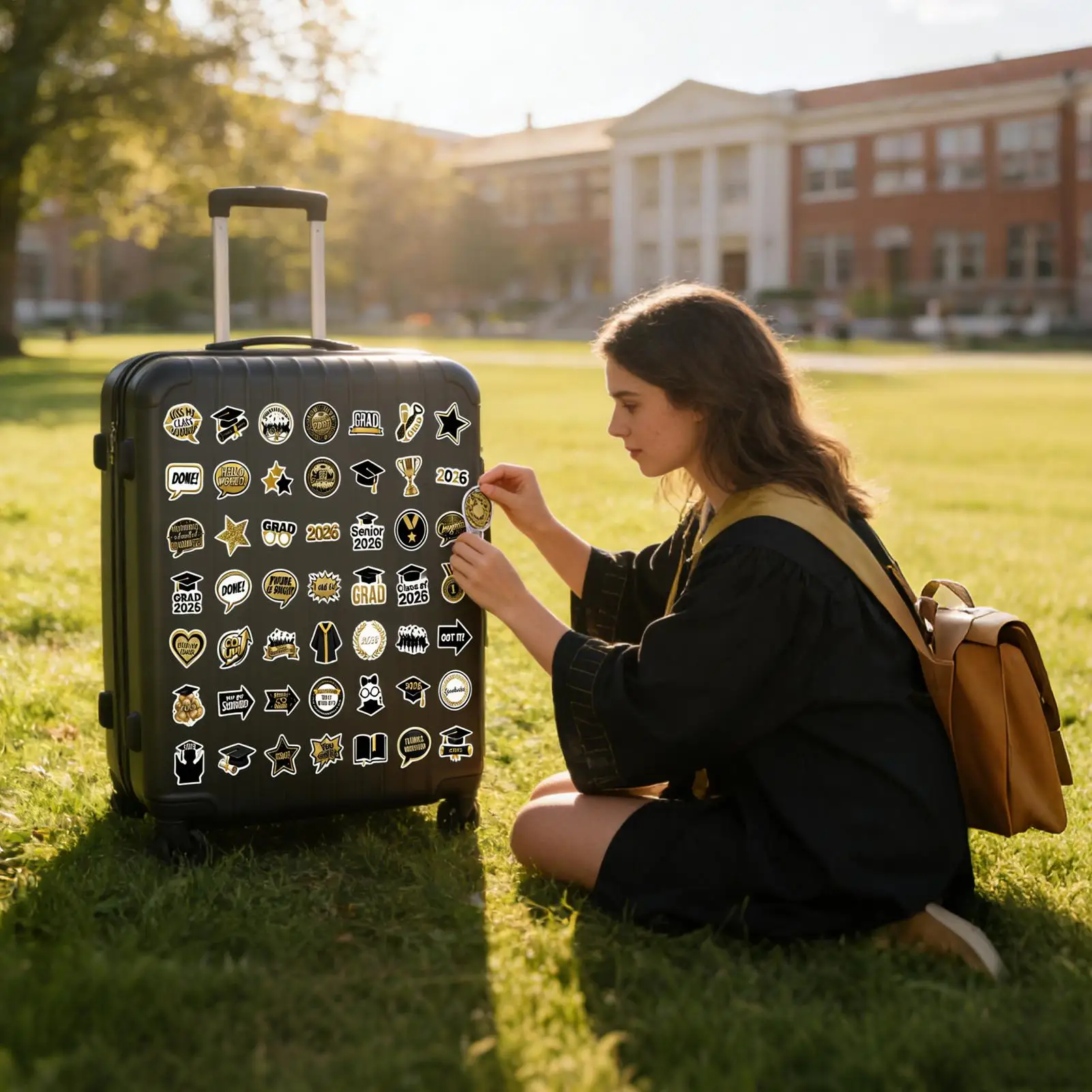 

Стильные водонепроницаемые наклейки для выпускников, 50 листов, тематические наклейки к выпускному 2026 для мальчиков и девочек, для ноутбуков и бутылок с водой