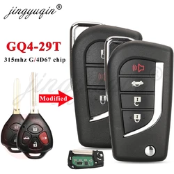jingyuqin GQ4-29T 315Mhz Modified Flip Car Key Remote Fob For Toyota Avalon Corolla Matrix 2010 11 2012 2013 Transponder 4D67/G