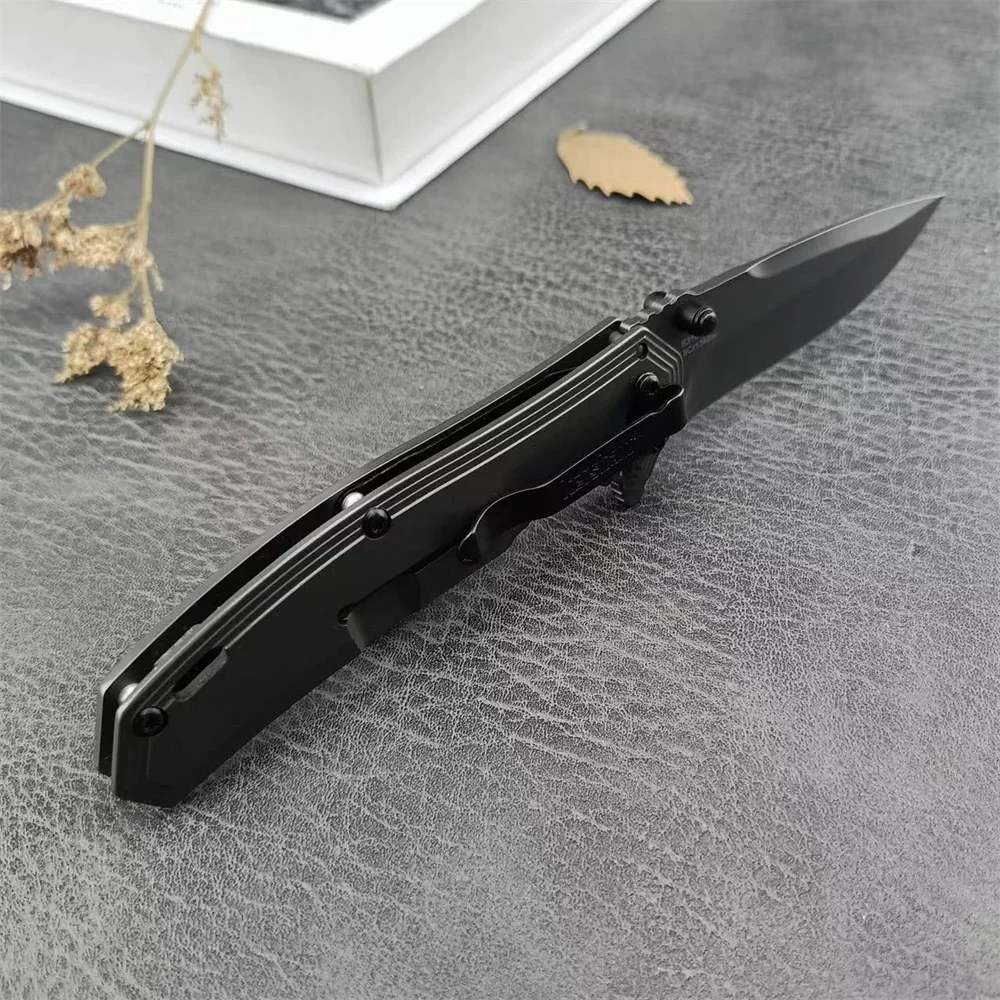 KS 8310 Pocket Flipper Knife 8Cr13Mov Drop Tip Blade 420 Steel Inlaid Carbon Fiber Handle Men\'s Camping Survival Tactical Knife