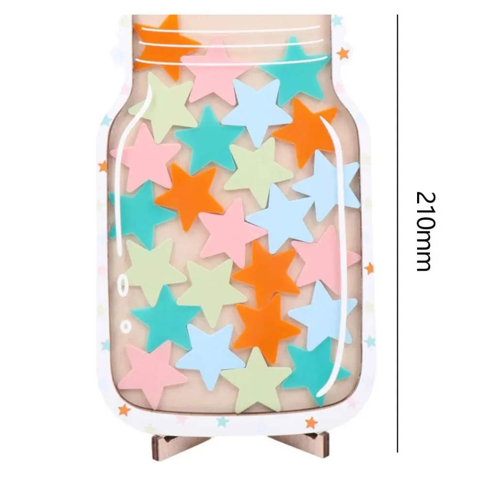 25 Wooden Star Reward Jars, Bohemian Star Paper-Cutting Positive Behavior Chart, Base Management Tool