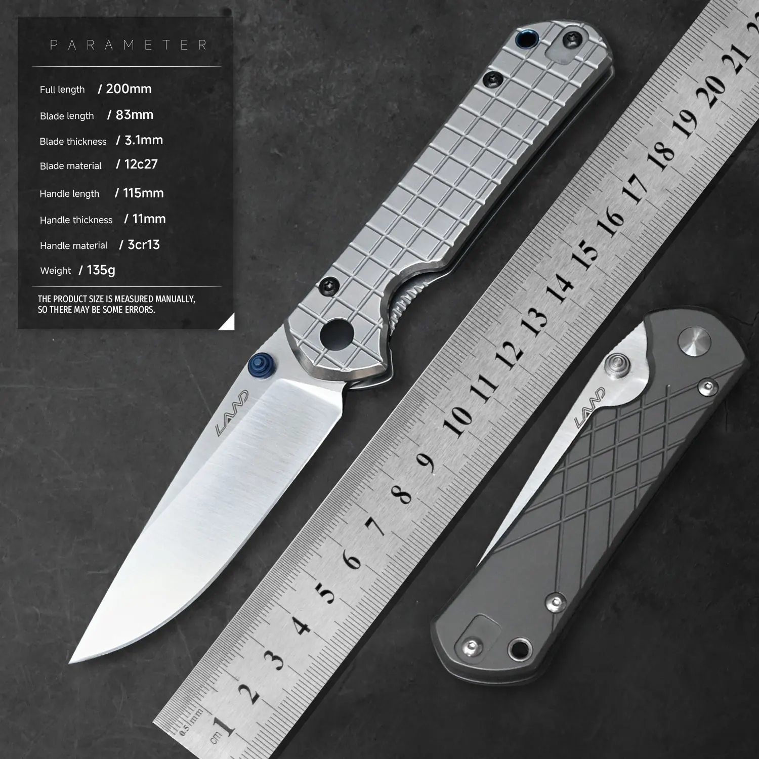 LAND 912SG/SX couteau pliant 12c27 lame roulement à billes équipement extérieur Edc Camping Exploration chasse survie couteaux portables