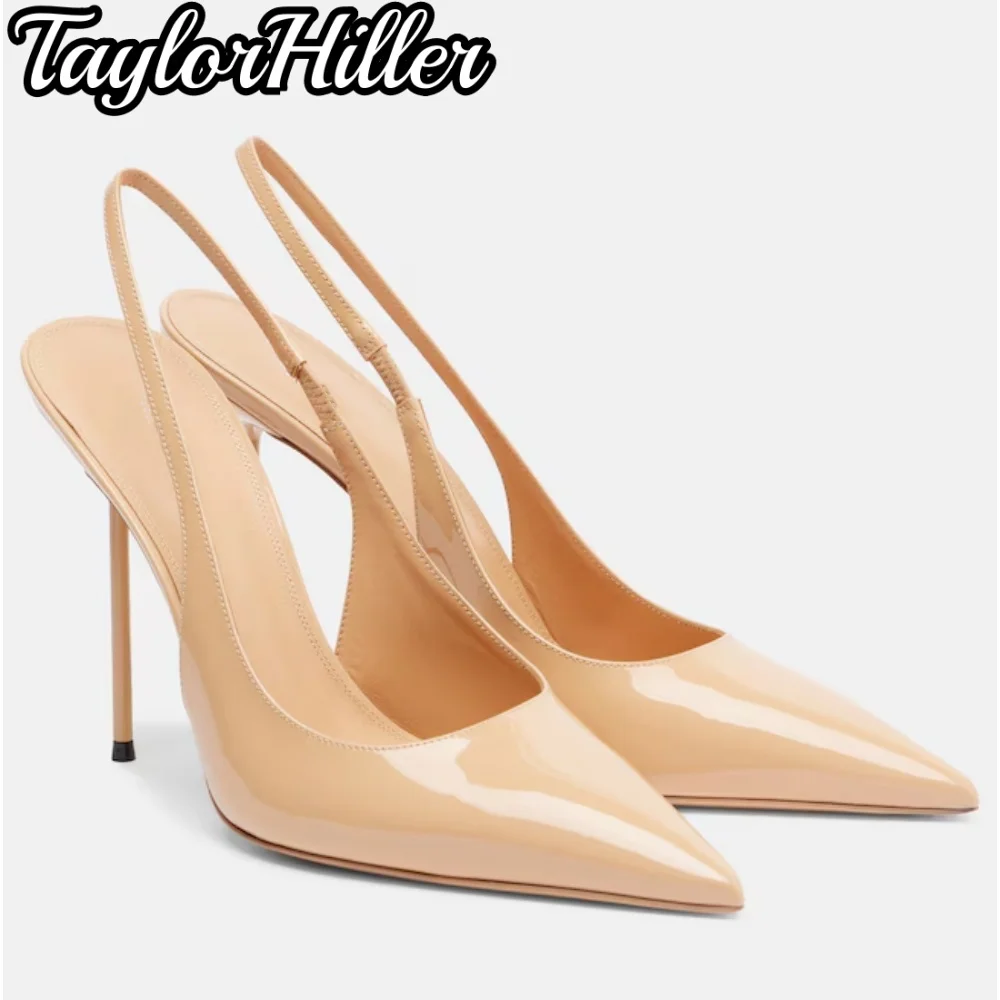 Luxury Strappy Rhinestones Decor Heeled Sandals Strange Style Grey Satin Patent Leather High Heels Lady Dress Banquet Shoes 2026 view 2