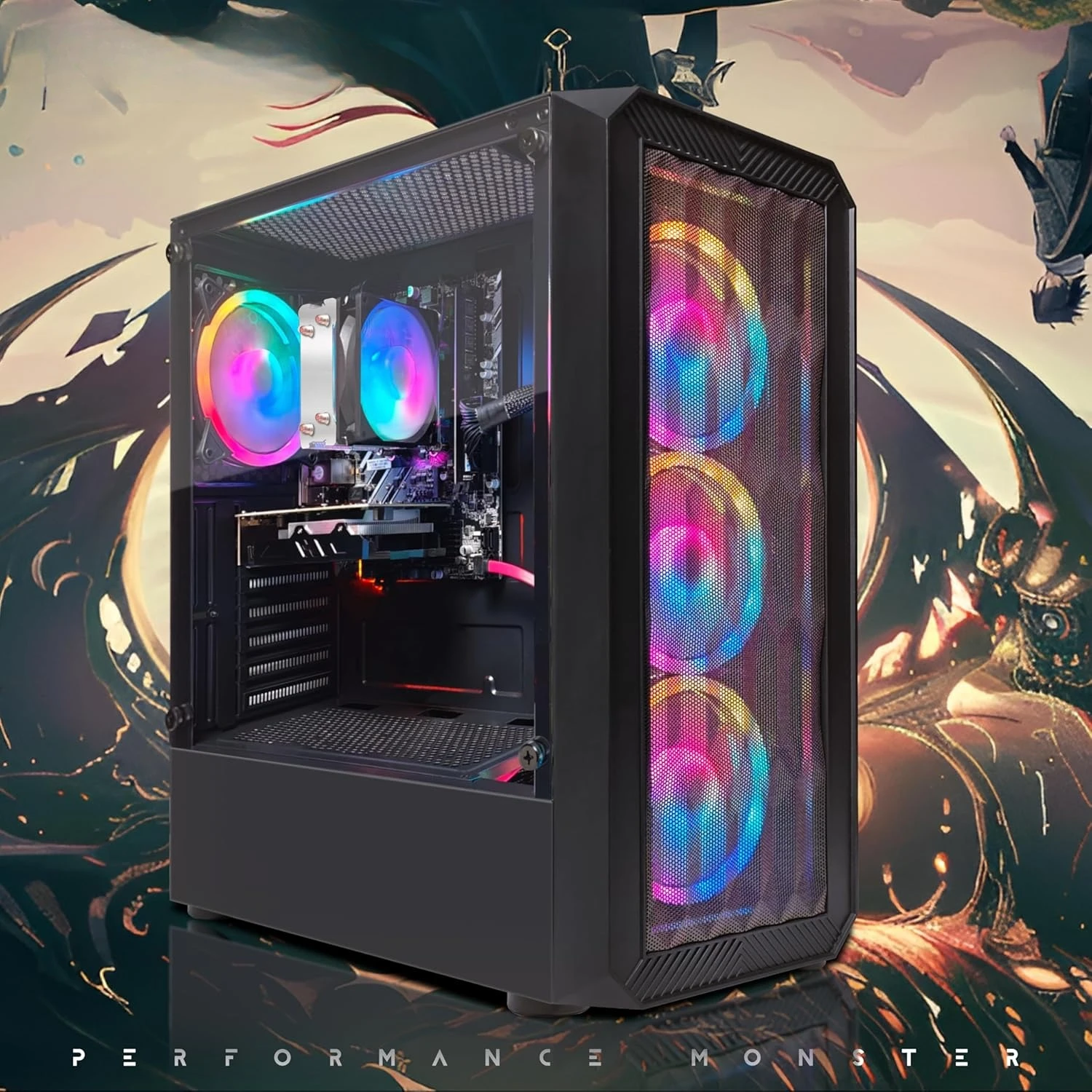 كمبيوتر مكتبي للألعاب، RX 590 8G GDDR5، AMD Athlon 3000G 3.5G، 16G DDR4، 512G SSD، 600M WiFi، BT 5.0، RGB Fan x4، Windows 11 Home #6