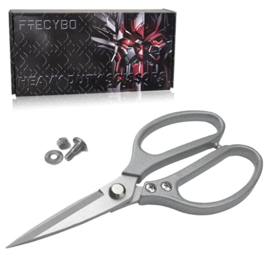 

Stainless Steel Utility Scissors, Ergonomic Handle Multi-Purpose Shears, Heavy Duty Sharp Shears All Purpose for Leather, Cardb