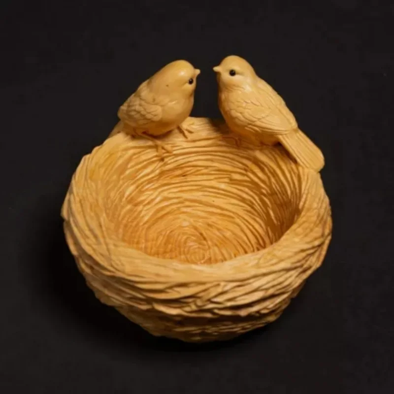 

Bird's Nest Boxwood Retro New Chinese Living Room Decoration Crafts Wood Carving