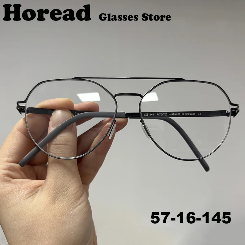

Germany Men Pilot Glasses Frame Fashion Screwless Ultralight Double Beam Eyeglasses Women Oversize Eyewear Spectacles Gafas