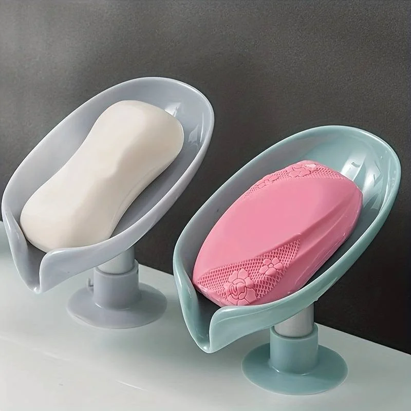 Leaf Shape Soap Box Drain Soap Holder Bathroom Accessories Suction Cup Soap Dish Tray Soap Dish For Bathroom Soap Container