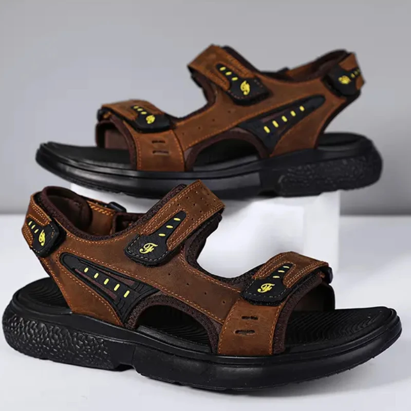 Retro Fashion Men's Sports Sandals Casual Beach High Quality Open Toe Lightweight Anti Slip Soft Sole Shoes Sandalias Masculinas