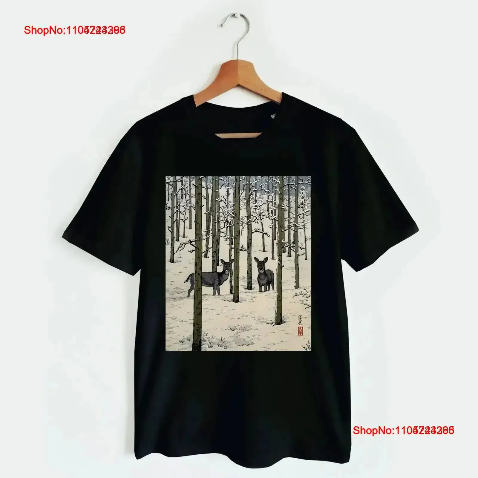 Camiseta de invierno con ciervo japonés en Nara, Ukiyo e, arte y cultura, Top elegante lavado vintage para uso diario, gráfico suave ligeramente