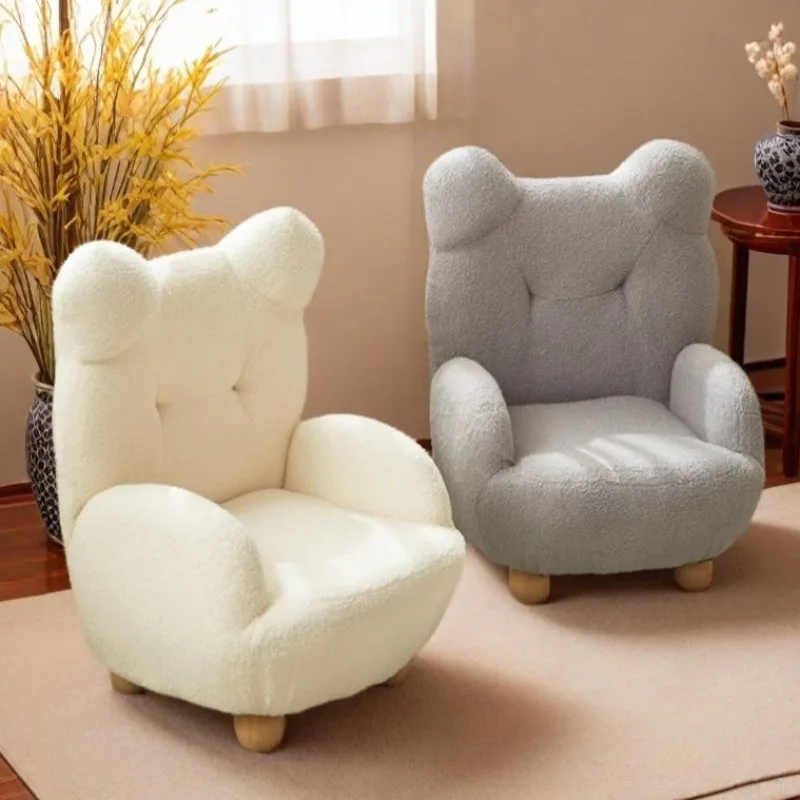 

Bear Kids Sofa Chair Lamb Wool Cartoon Single Seat Cute Lazy Chair for Toddlers 3-6 Years Old Bedroom Living Room