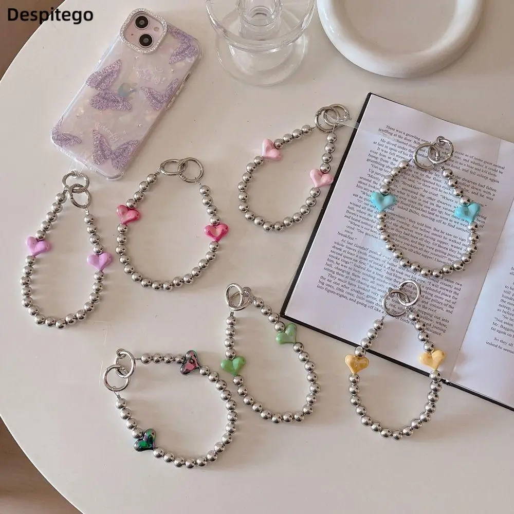 Fashion Beads Chain Bag Pendant Phone Chain Colorful Anti-Lost Bracelets Keychain Resin Phone Holder