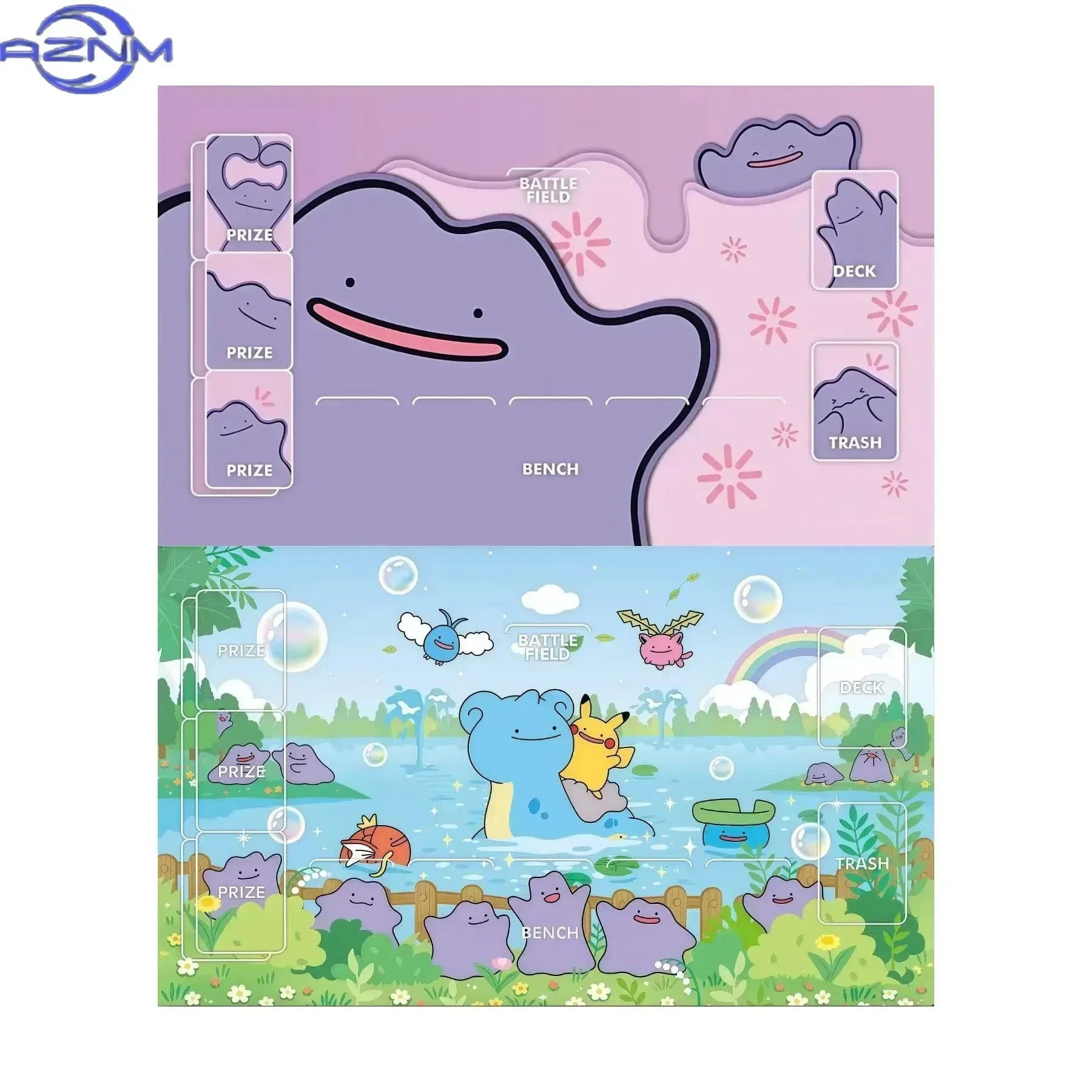 New Cute Q Version Card Battle Mat, Cartoon Pokemon Ditto PTCG Single Player Board Game Pad Gift Toy