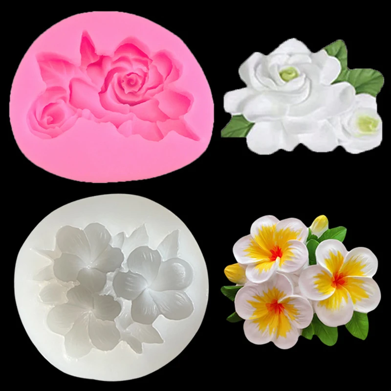 1Pc Flower Shape Silicone Mold Gardenia Plumeria Rubra Molds Cupcake Jelly Candy Fondant Chocolate Decoration Baking Tool