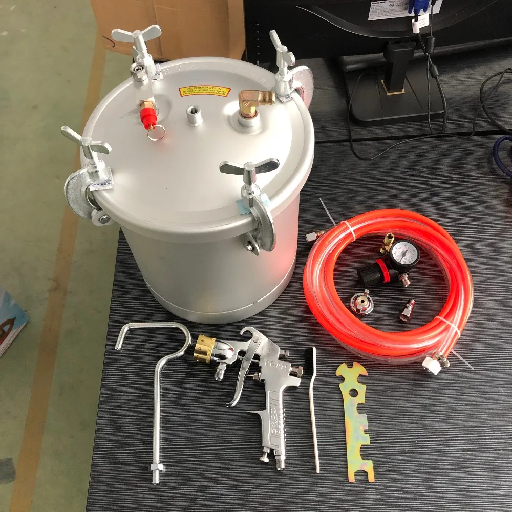 Multi-color Painting Equipment 10 Liter 2-1/2 Gallon air Paint Pressure Pot tank With Air Regulator Spray Gun