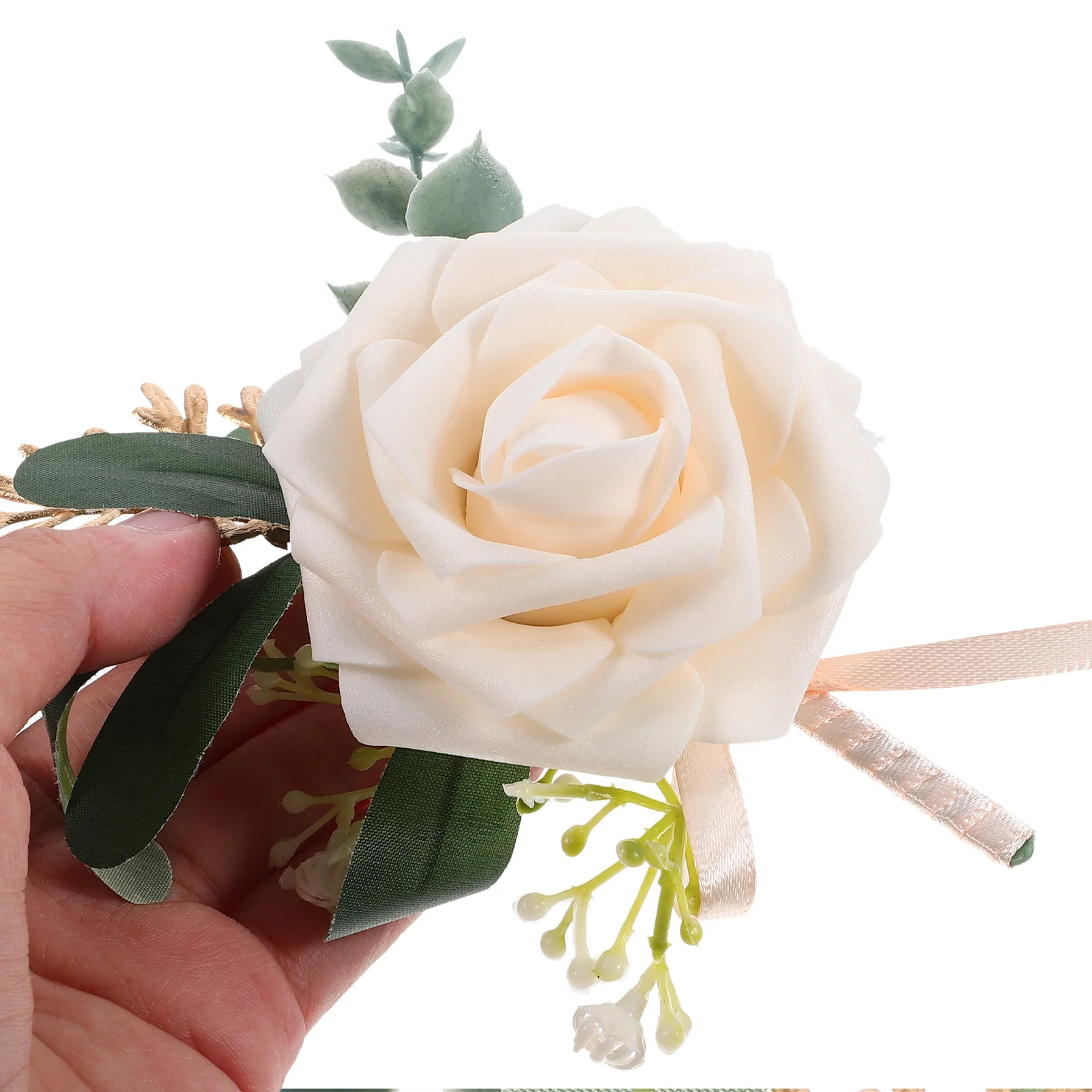 

Artificial Rose Boutonniere Classic Color Wedding Decoration Groom Bride Corsage Party Dance Photo Prop Wedding Supply