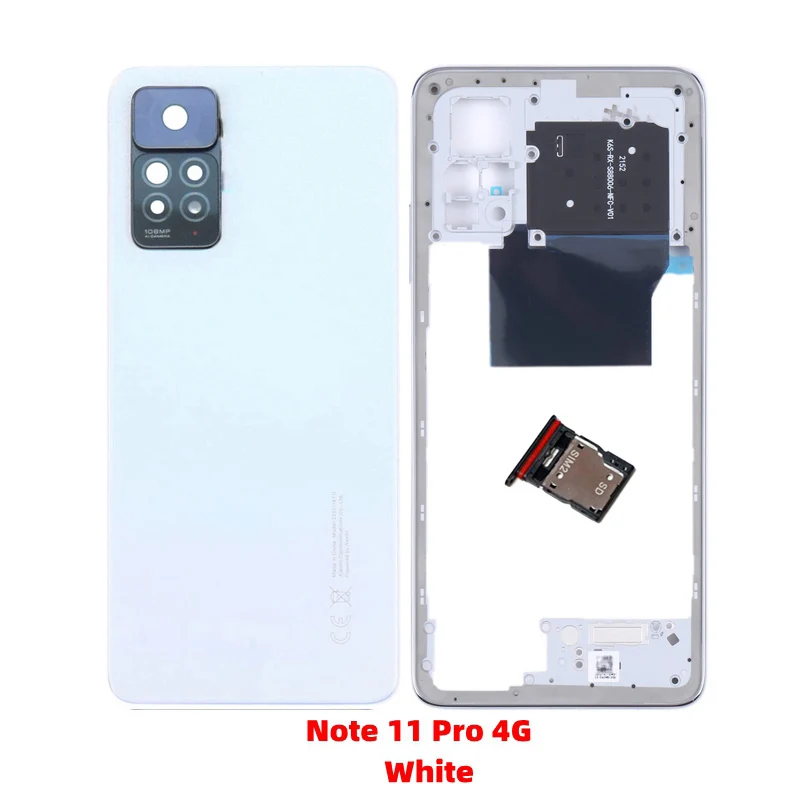 For Xiaomi Redmi Note 11 Pro 4G/5G Middle Frame + Rear Back Battery Cover + Camera Lens + Sim tray Repair Parts