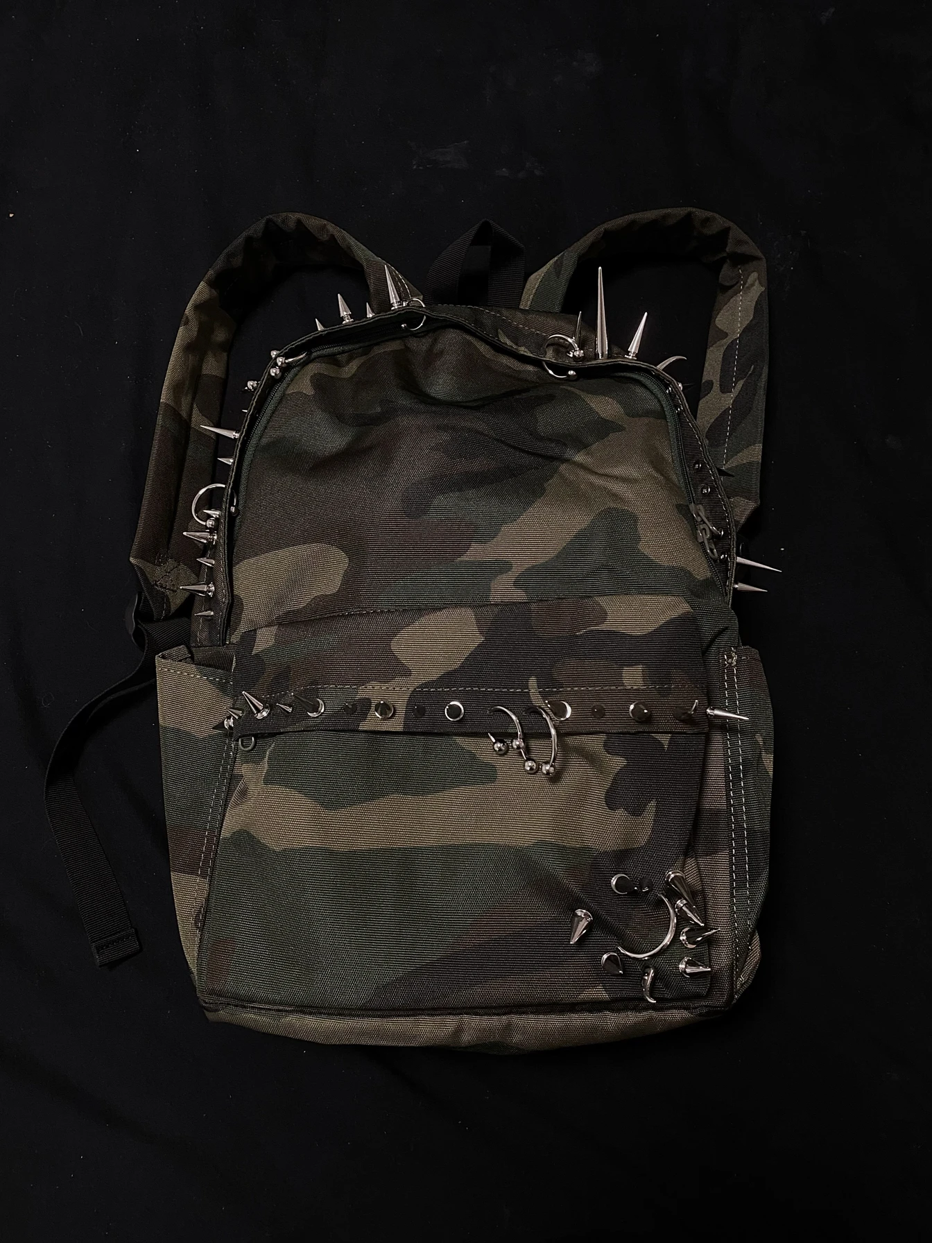 Punk Rivet Piercing Camouflage Large Capacity Unisex Shoulder Bag PlaySongs Opium Trendy Backpack for Youth Oxford Cloth